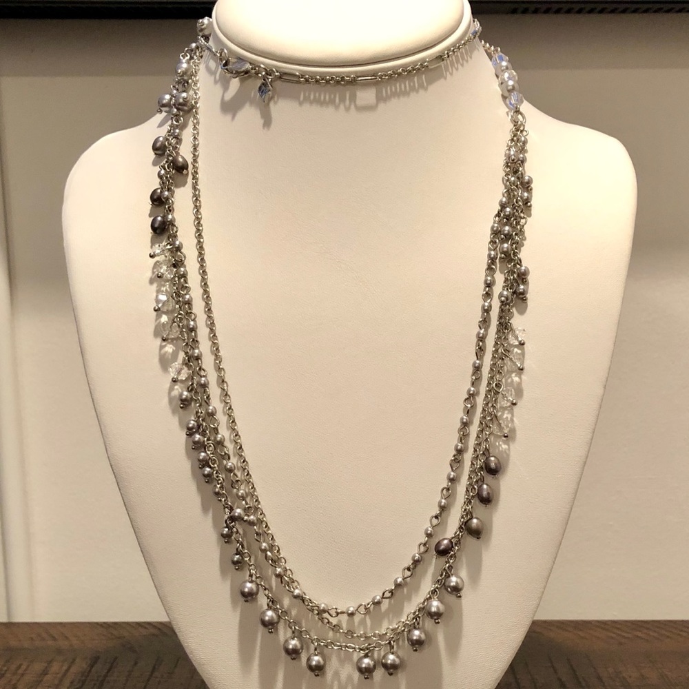Banana Republic Silver Beaded Necklace